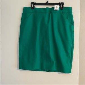 Size 14 j. Crew green pencil skirt NWT